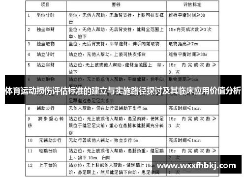 体育运动损伤评估标准的建立与实施路径探讨及其临床应用价值分析