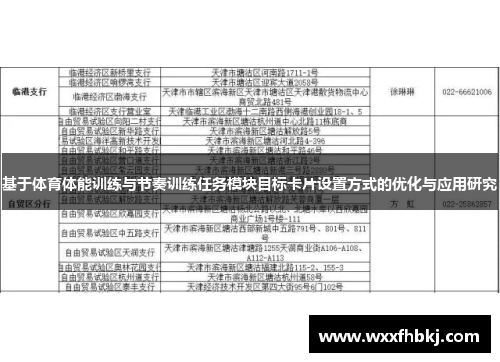 基于体育体能训练与节奏训练任务模块目标卡片设置方式的优化与应用研究
